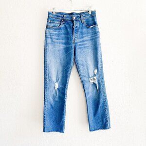 🦋 LEVI'S 501 Button Fly High Rise Waisted Straight Leg Jeans Medium Wash